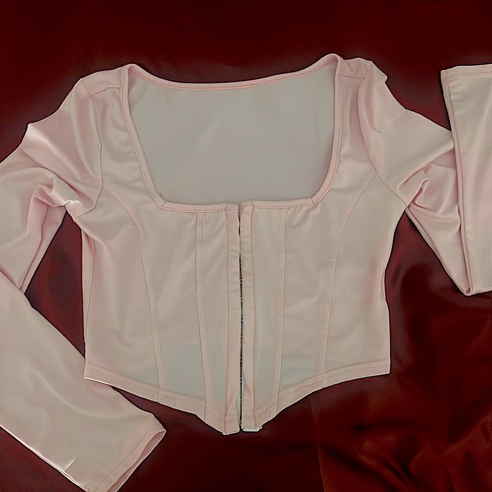 Pink long sleeve mini corset